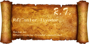 Rössler Tivadar névjegykártya